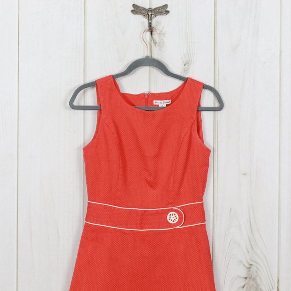 Alexandra Bartlett Orange Crochet Trim A Line Vintage Style Dress Size 4 - Picture 2 of 11